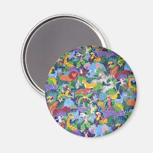アニメートされたサファリの動物，カラフルパターン， マグネット