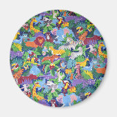 アニメートされたサファリの動物,カラフルパターン, マグネット (正面)