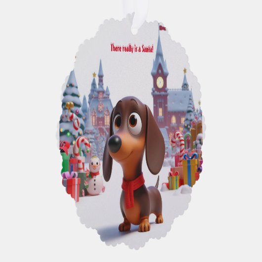 アニメートされたダックシュントの子犬 オーナメントカード (右)