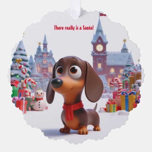 アニメートされたダックシュントの子犬 オーナメントカード (正面)