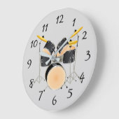 アニメートされたドラムセット ラージ壁時計 (傾斜)