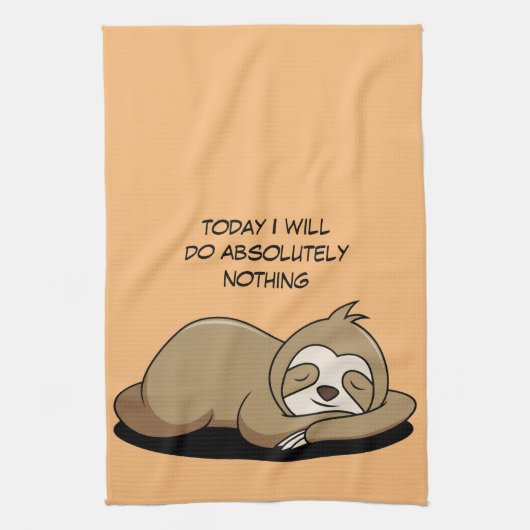 アニメートされたナマケモノ眠り キッチンタオル (縦)