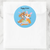 アニメートされた東猫と犬 ラウンドシール (バッグ)