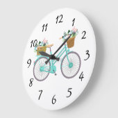 アニメートされた自転車の背景 ラージ壁時計 (傾斜)