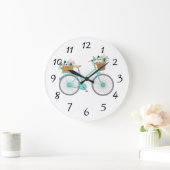 アニメートされた自転車の背景 ラージ壁時計 (ホーム)