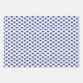 アニメートフランスのブルドッグブルーパターン(の模様が)あるデザイン ラッピングペーパーシート (正面3)