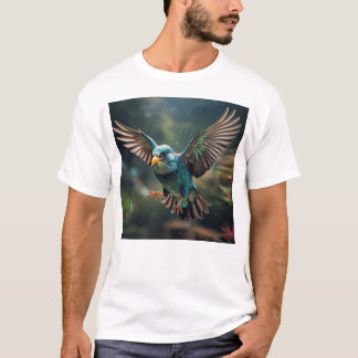 アニメート鮮やかされた鳥の入れ墨デザイン Tシャツ