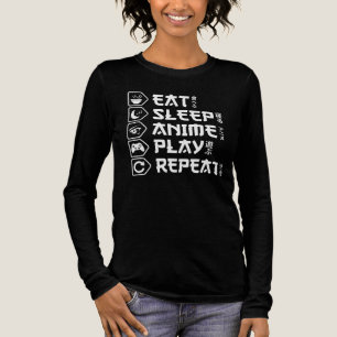 アニメ三昧の日常をデザインに Eat Sleep Anime Play Repeat トライブレンドＴシャツ