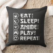 アニメ三昧ライフスタイル Eat Sleep Anime Play Repeat クッション (ブランケット)