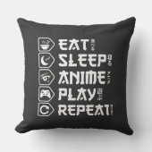 アニメ三昧ライフスタイル Eat Sleep Anime Play Repeat クッション (正面)