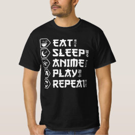 アニメ三昧ライフスタイル Eat Sleep Anime Play Repeat Tシャツ