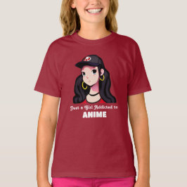 アニメ中毒のただの少女 |赤と黒 Tシャツ