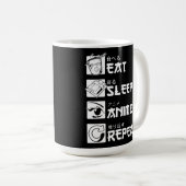 アニメ中毒：食べる、寝る、アニメ、繰り返す コーヒーマグカップ (正面右)
