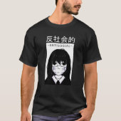アニメ反社会的ガール顔マスク Tシャツ (正面)