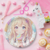 アニメ女子のアイスクリーム誕生日パーティー ペーパープレート (パーティー)