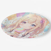 アニメ女子のアイスクリーム誕生日パーティー ペーパープレート (アングル)