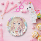 アニメ女子のアイスクリーム誕生日パーティー ペーパープレート (パーティー)