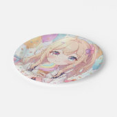 アニメ女子のアイスクリーム誕生日パーティー ペーパープレート (アングル)