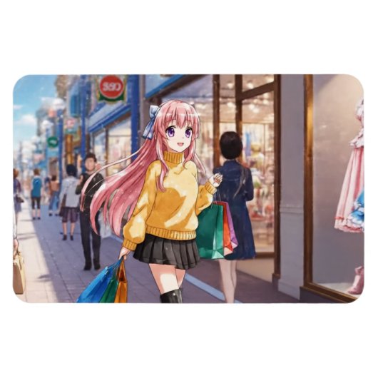 アニメ女子のショッピングマグネット マグネット (横)