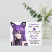 アニメ女子キツネ耳ヘッドバンド誕生日パーティー ポストカード (スタンド正面)