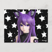 アニメ女子キツネ耳ヘッドバンド誕生日パーティー ポストカード (裏面)