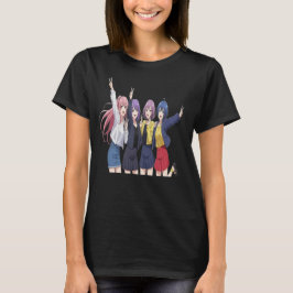 アニメ女子グループ ピースサインTシャツ Tシャツ