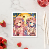 アニメ女子ヒッピームーン女子ピースサイン スタンダードカクテルナプキン (インサイチュ)