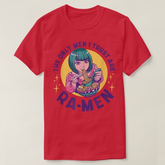 アニメ女子食べラーメンメンズおもしろい食 Tシャツ (デザイン正面)