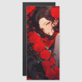 アニメ女性と赤い花 (正面/裏面)