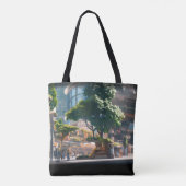 アニメ女性サイクリングダウンタウン トートバッグ (裏面)