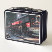 アニメ女性サイクリングダウンタウン メタルランチボックス (裏面)