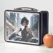 アニメ女性サイクリングダウンタウン メタルランチボックス (インサイチュ)