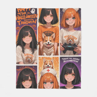 アニメ好きなガールズゲーマー ハロウィンポスター フリースブランケット