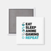 アニメ好きなゲーマーの為のデザイン Eat Sleep Anime Gaming Repeat マグネット (正面/裏面)