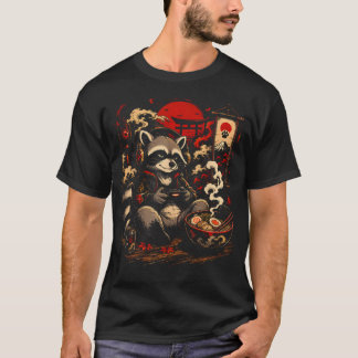 アニメ好きな男の子のためのかわいいアライグマデザイン Tシャツ