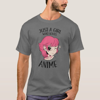 アニメ好き女子のためのレトロな可愛いアニメガールデザイン Tシャツ