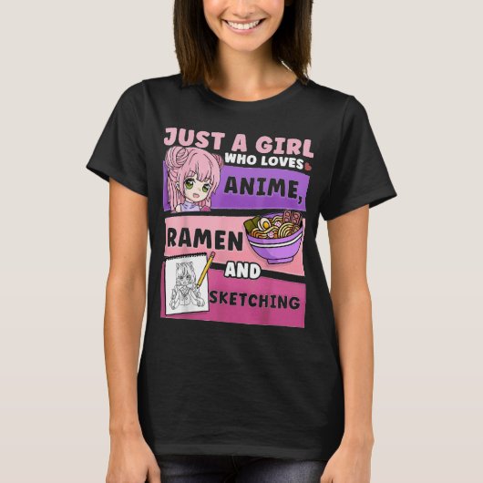 アニメ好き女子 アニメラーメン Tシャツ (正面)