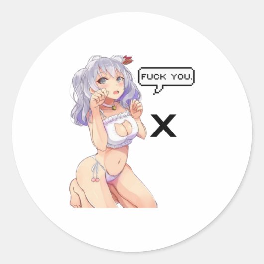 アニメ姿ガール日本のフォックスセクシーキャットEa ラウンドシール (正面)