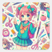 アニメ学生 スクエアシール (正面)