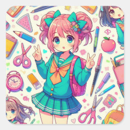 アニメ学生 スクエアシール