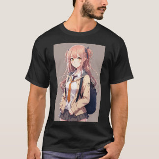 アニメ少女かわいい学生セクシーwithバックパック tシャツ