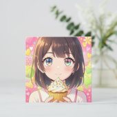 アニメ少女とカップケーキの誕生日 招待状 (スタンド正面)