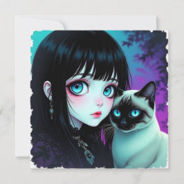 アニメ少女とシャム猫ブランケット