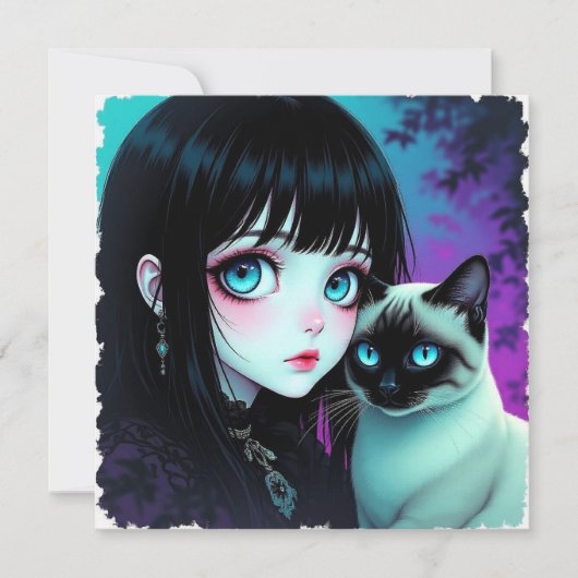 アニメ少女とシャム猫ブランケット (正面)