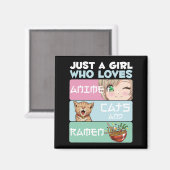 アニメ少女ねこラーメン中毒日本の麺 マグネット (正面/裏面)