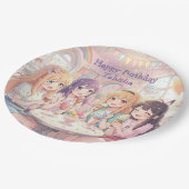 アニメ少女のアイスクリーム誕生日パーティー ペーパープレート (アングル)