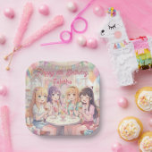 アニメ少女のアイスクリーム誕生日パーティー ペーパープレート (パーティー)
