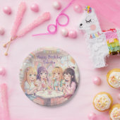 アニメ少女のアイスクリーム誕生日パーティー ペーパープレート (パーティー)