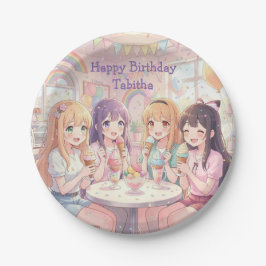 アニメ少女のアイスクリーム誕生日パーティー ペーパープレート