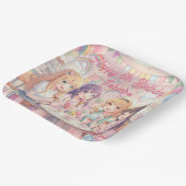 アニメ少女のアイスクリーム誕生日パーティー ペーパープレート (傾斜あり)
